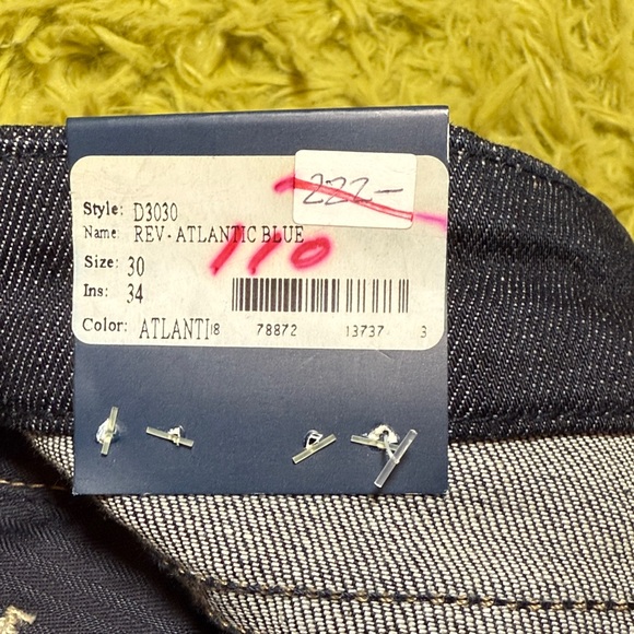 Fidelity Denim Dark Blue Mid Rise Straight Jeans NWT - Picture 3 of 7